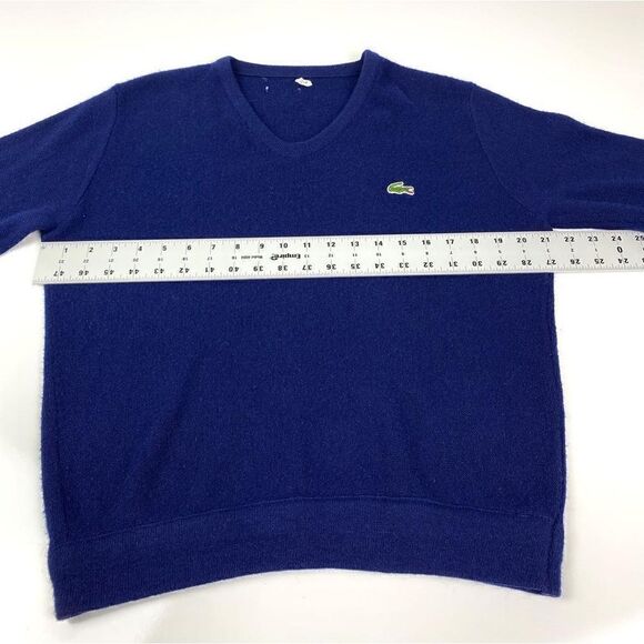 Vintage Izod Lacoste V-Neck Pullover Sweater Mens Medium Navy Blue Casual AT0295 - Picture 6 of 8